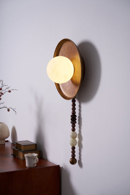Vintage Wall Lamp | Alabaster Shade | Weathered Bronze Finish