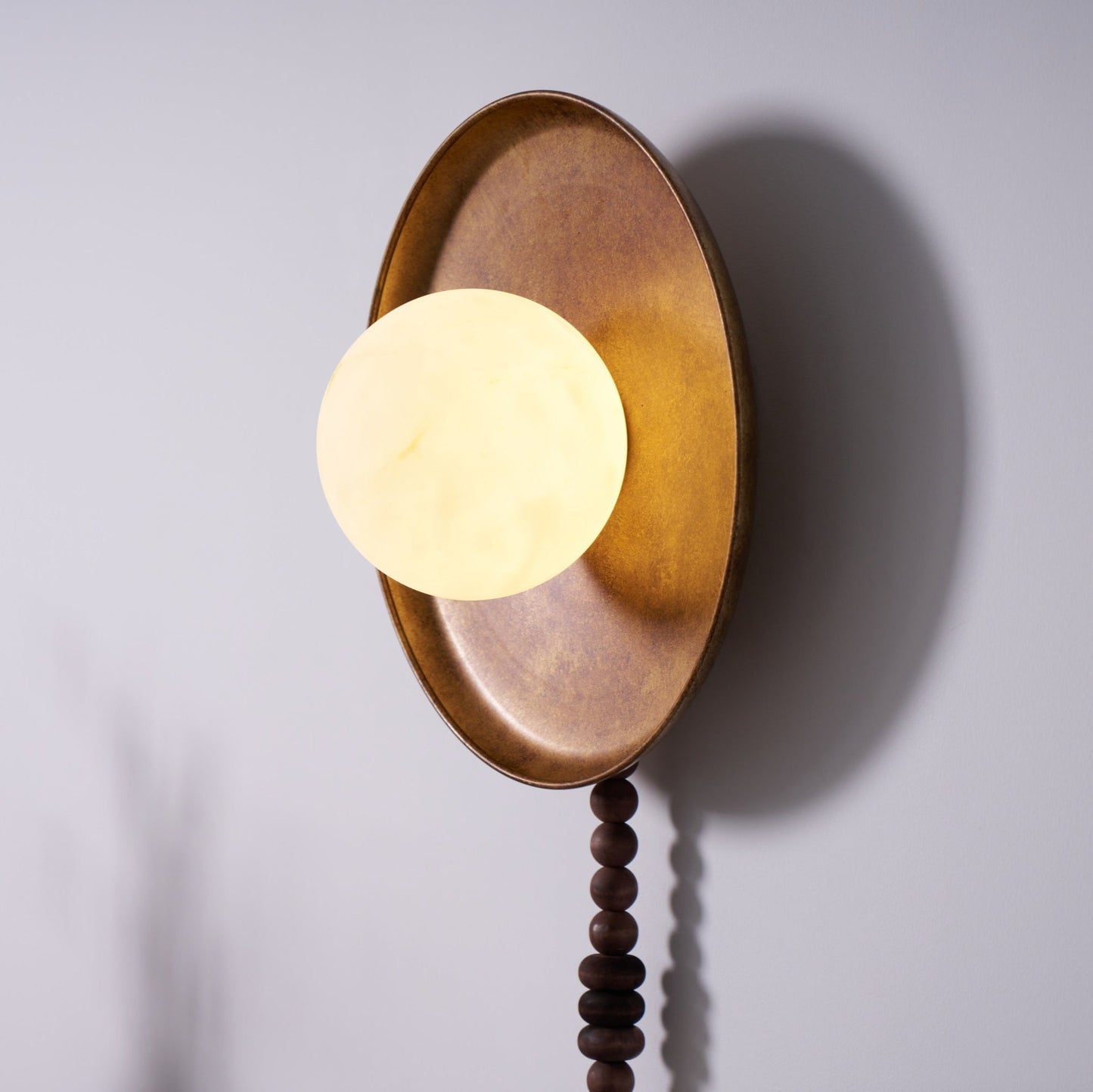 Vintage Wall Lamp | Alabaster Shade | Weathered Bronze Finish