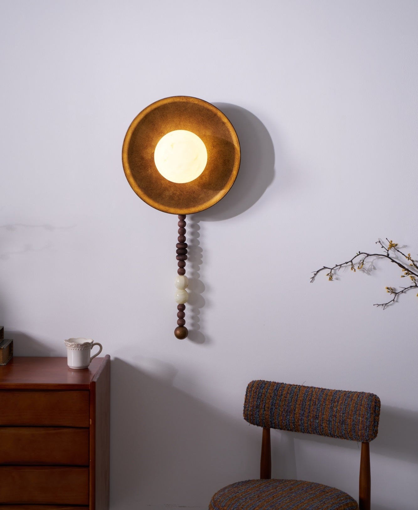 Vintage Wall Lamp | Alabaster Shade | Weathered Bronze Finish