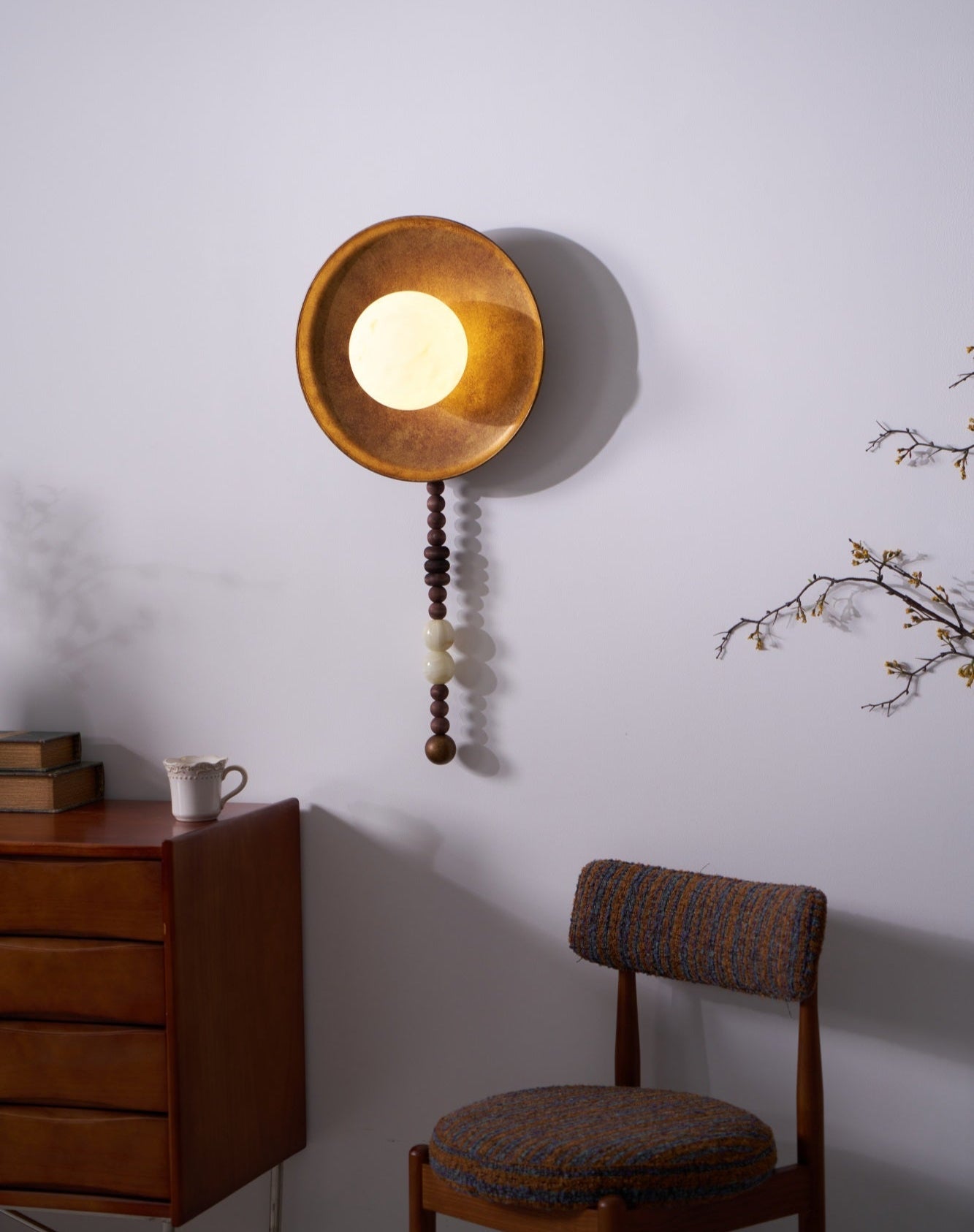 Vintage Wall Lamp | Alabaster Shade | Weathered Bronze Finish