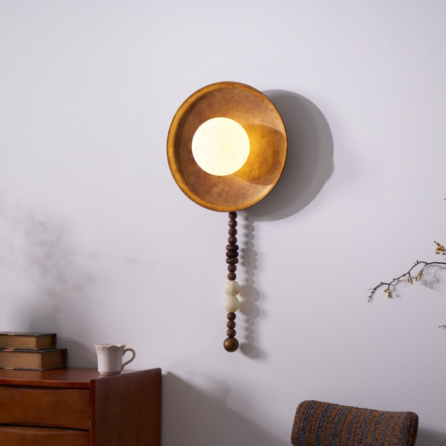 Vintage Wall Lamp | Alabaster Shade | Weathered Bronze Finish