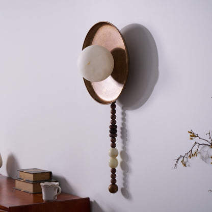 Vintage Wall Lamp | Alabaster Shade | Weathered Bronze Finish