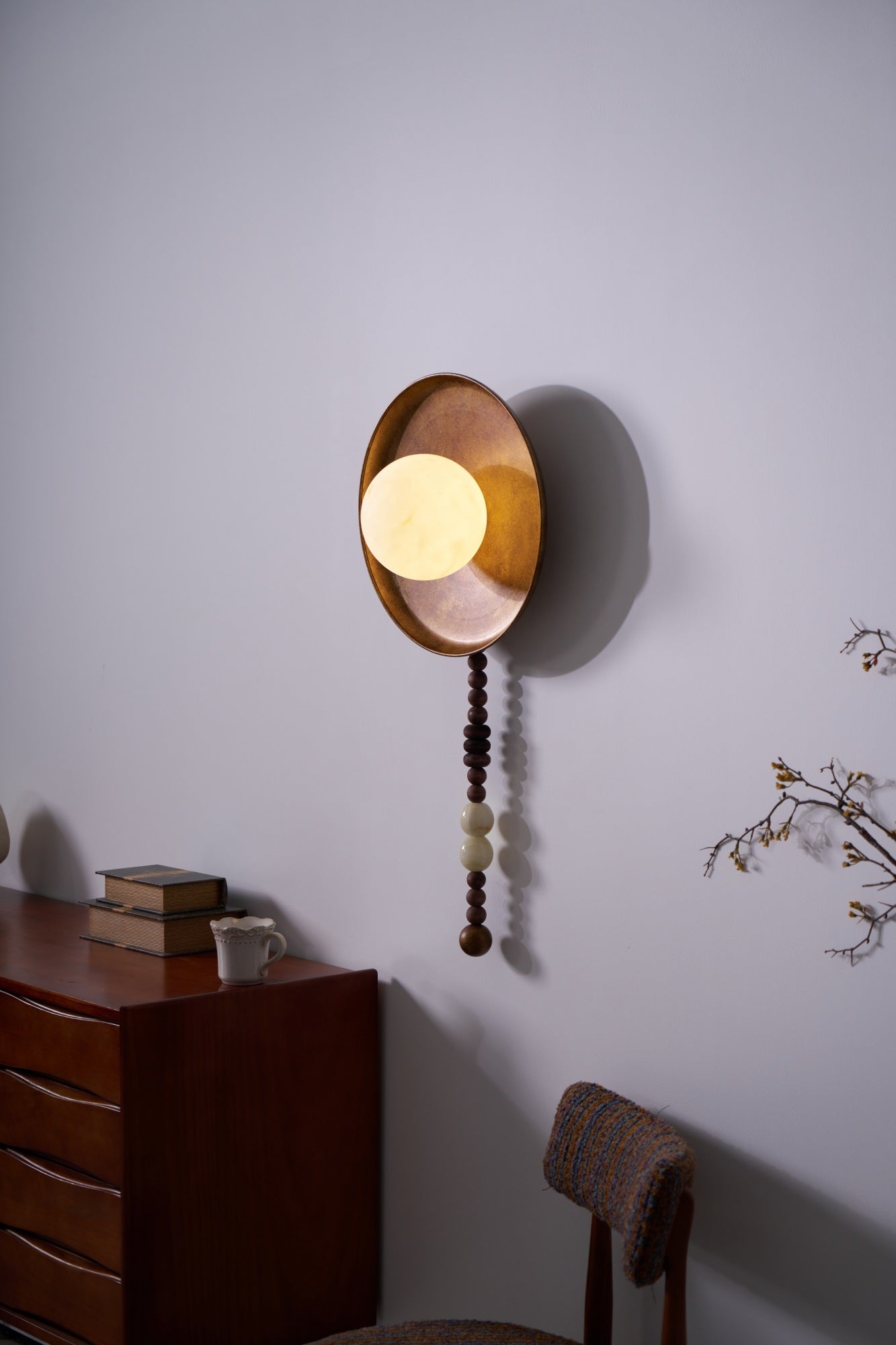 Vintage Wall Lamp | Alabaster Shade | Weathered Bronze Finish