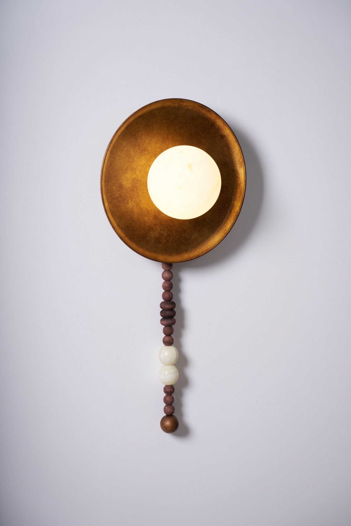 Vintage Wall Lamp | Alabaster Shade | Weathered Bronze Finish