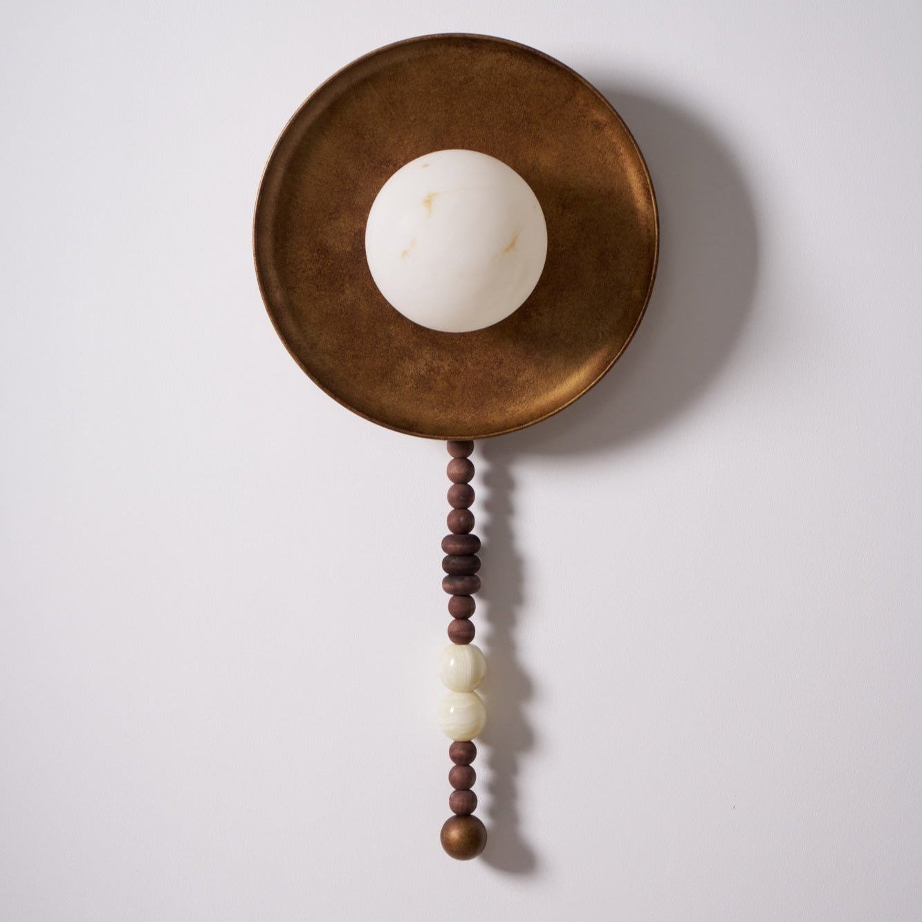 Vintage Wall Lamp | Alabaster Shade | Weathered Bronze Finish