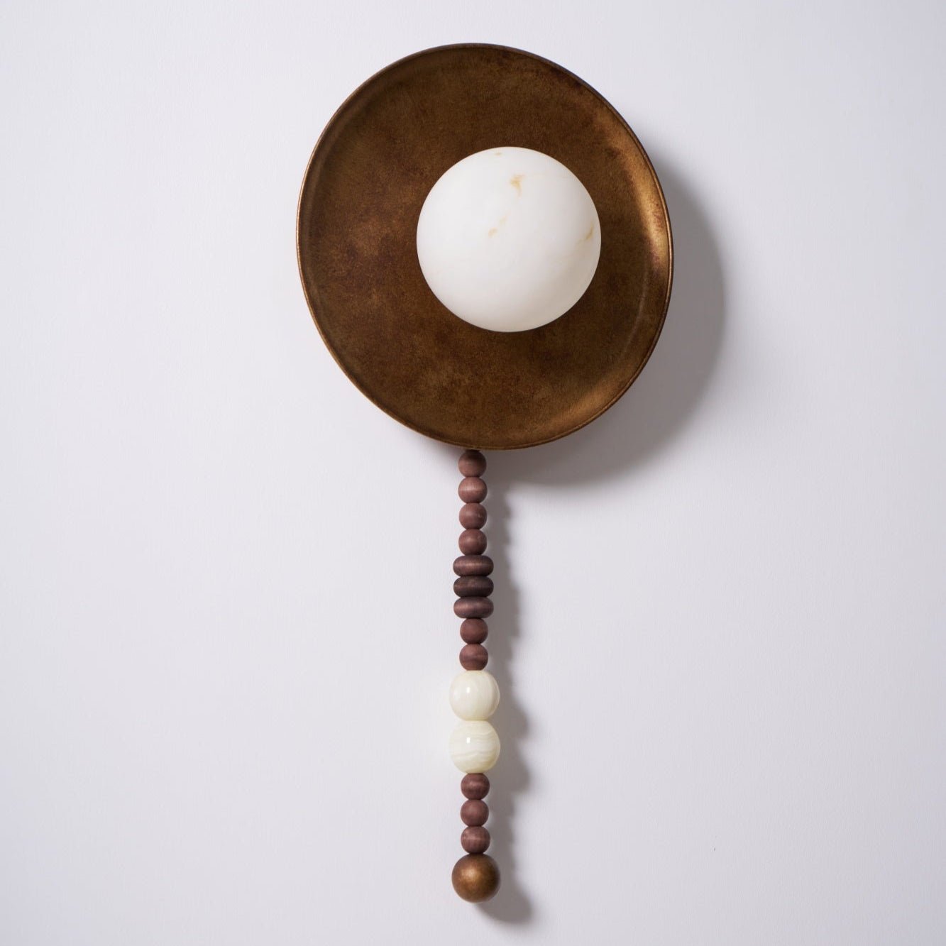 Vintage Wall Lamp | Alabaster Shade | Weathered Bronze Finish