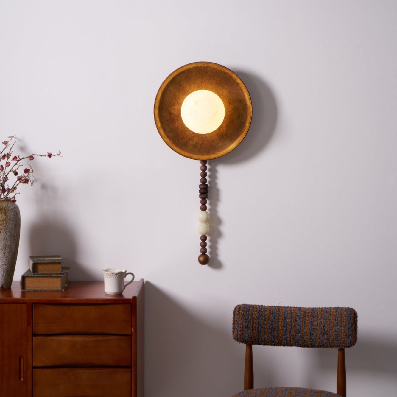 Vintage Wall Lamp | Alabaster Shade | Weathered Bronze Finish