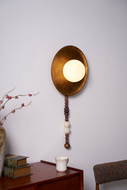 Vintage Wall Lamp | Alabaster Shade | Weathered Bronze Finish