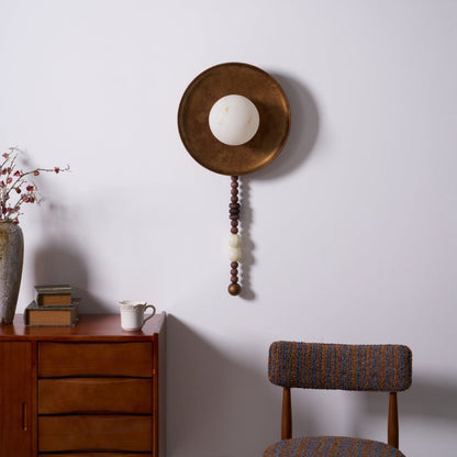 Vintage Wall Lamp | Alabaster Shade | Weathered Bronze Finish