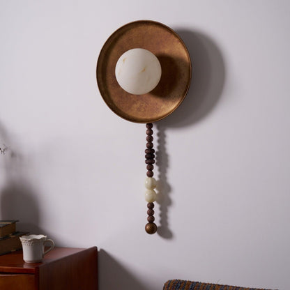 Vintage Wall Lamp | Alabaster Shade | Weathered Bronze Finish