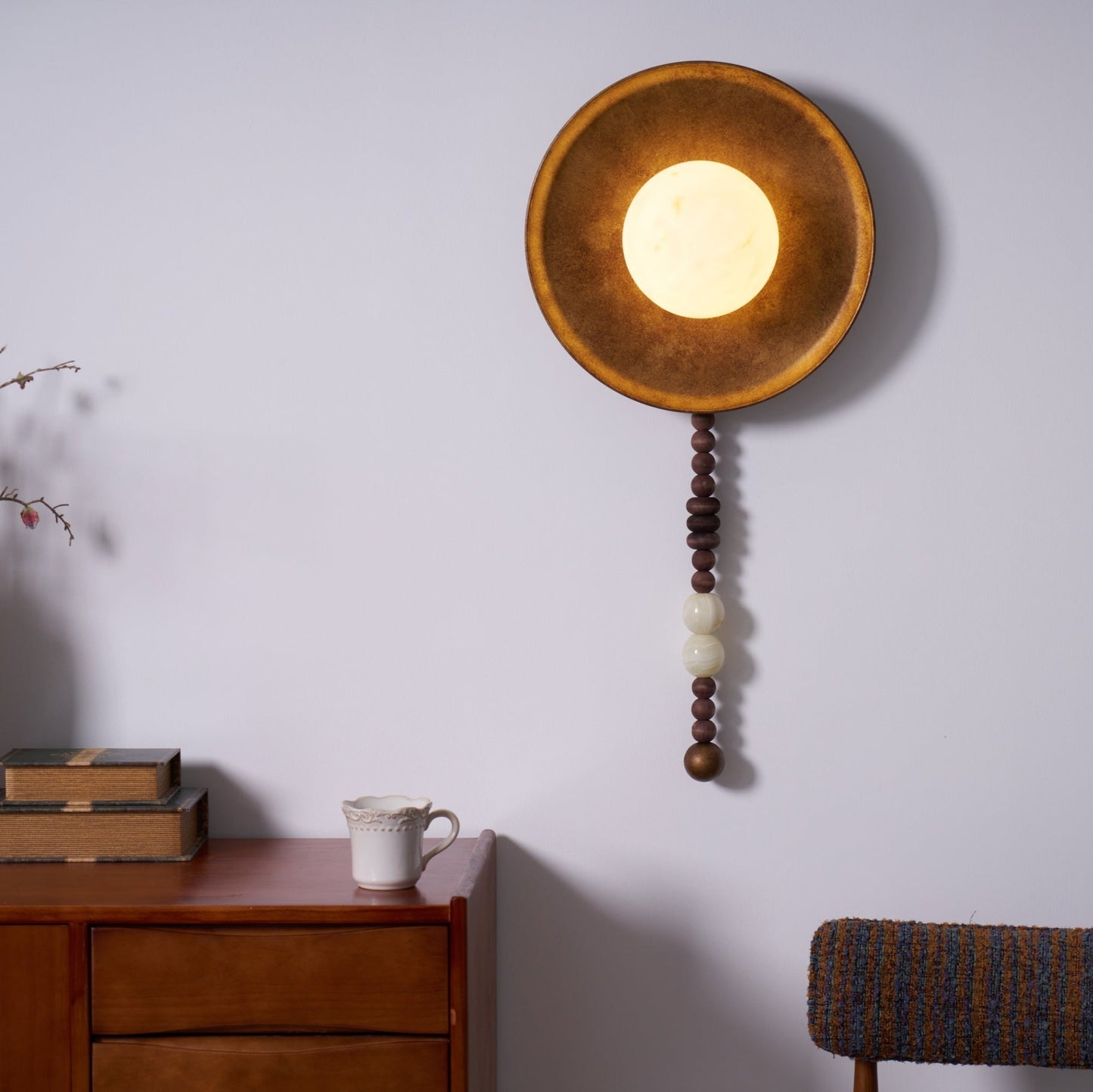 Vintage Wall Lamp | Alabaster Shade | Weathered Bronze Finish