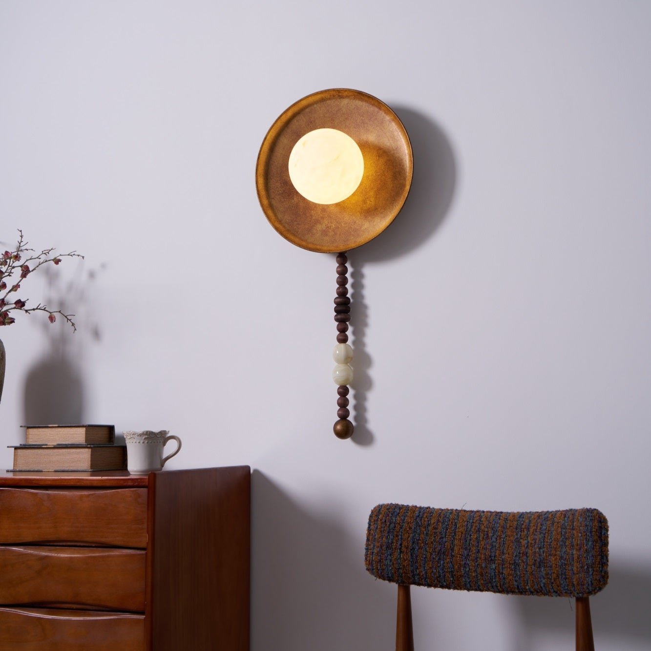 Vintage Wall Lamp | Alabaster Shade | Weathered Bronze Finish