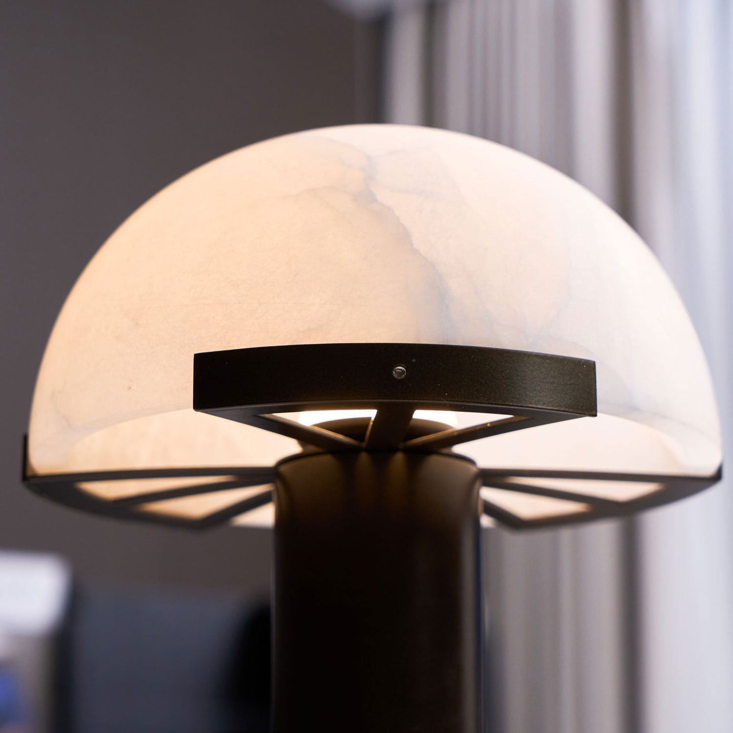 Alabaster Table Lamp | Organic Alabaster & Bronze | 30cm Diameter