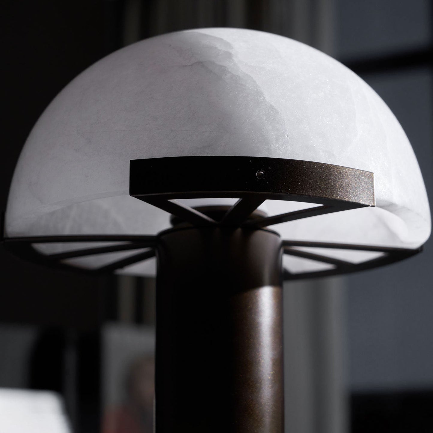 Alabaster Table Lamp | Organic Alabaster & Bronze | 30cm Diameter