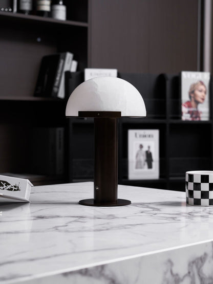 Alabaster Table Lamp | Organic Alabaster & Bronze | 30cm Diameter