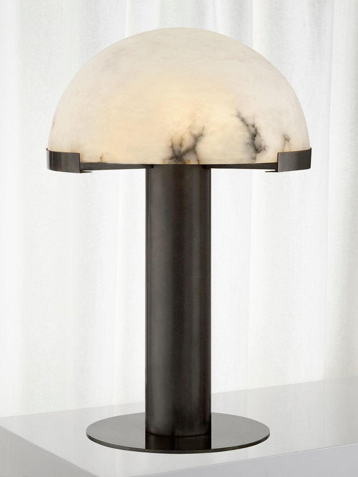 Alabaster Table Lamp | Organic Alabaster & Bronze | 30cm Diameter