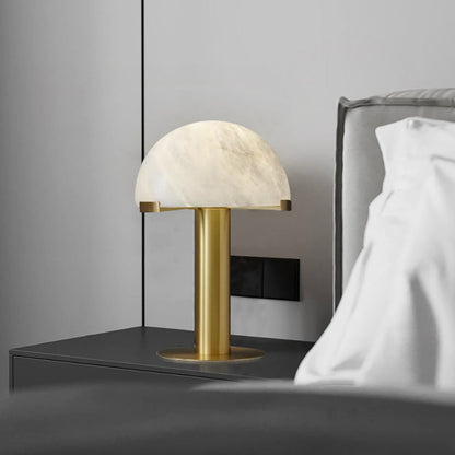 Alabaster Table Lamp | Organic Alabaster & Bronze | 30cm Diameter