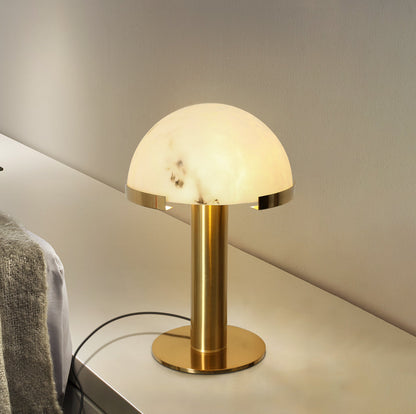 Alabaster Table Lamp | Organic Alabaster & Bronze | 30cm Diameter