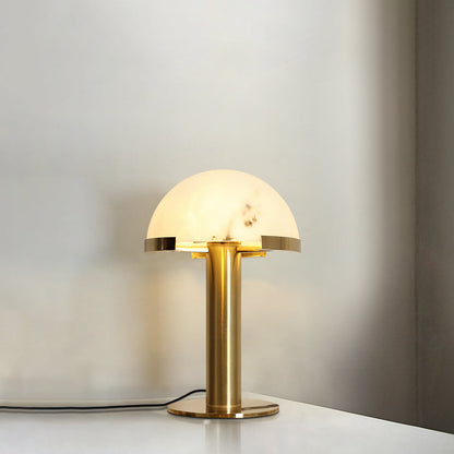 Alabaster Table Lamp | Organic Alabaster & Bronze | 30cm Diameter