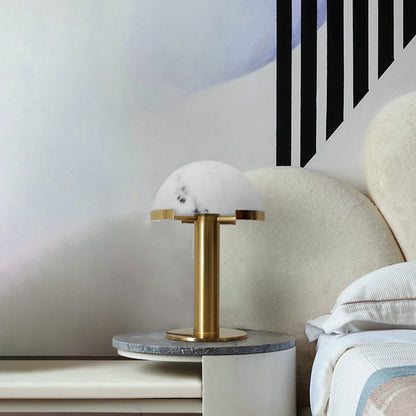 Alabaster Table Lamp | Organic Alabaster & Bronze | 30cm Diameter