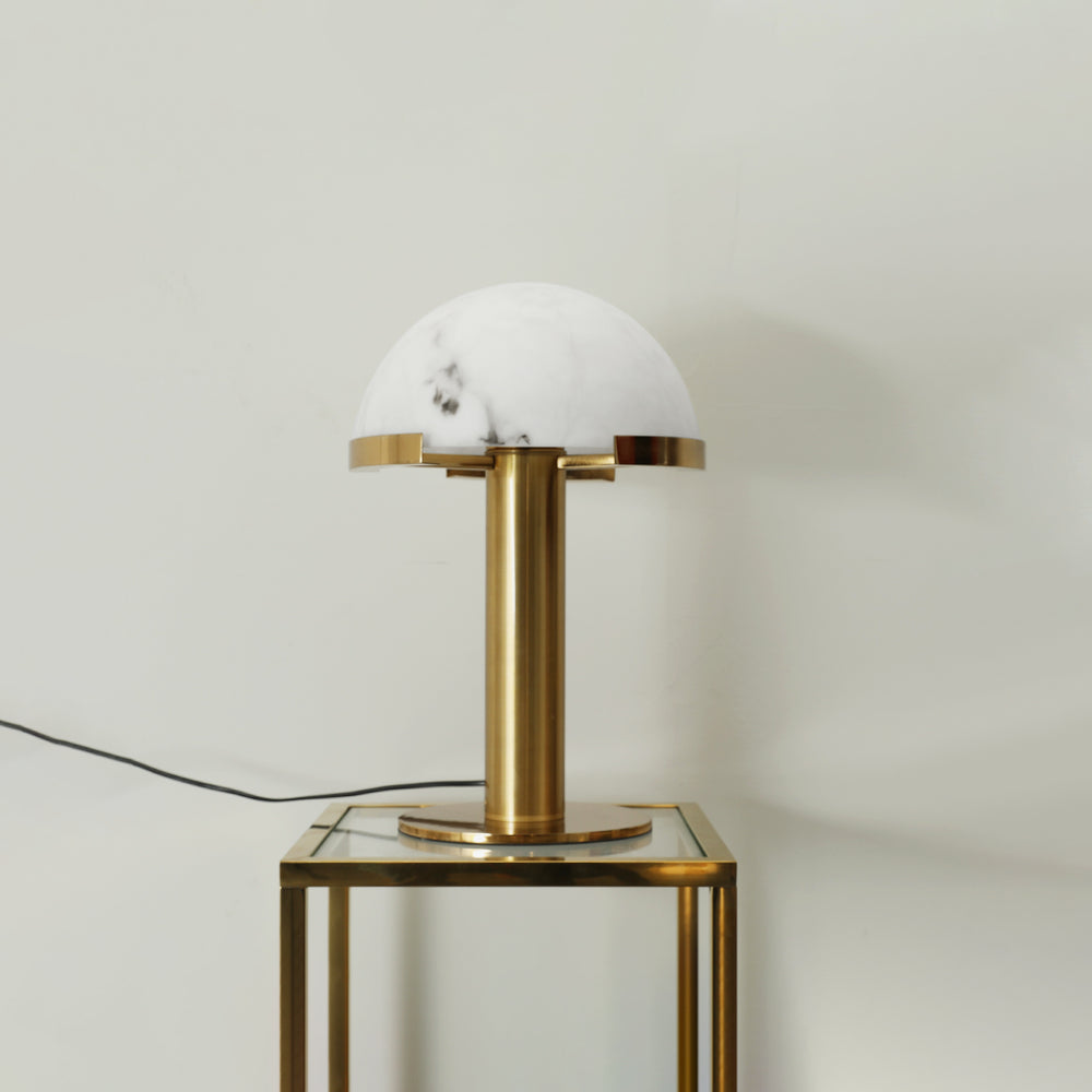 Alabaster Table Lamp | Organic Alabaster & Bronze | 30cm Diameter