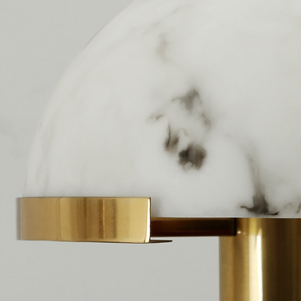 Alabaster Table Lamp | Organic Alabaster & Bronze | 30cm Diameter