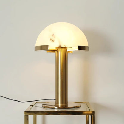 Alabaster Table Lamp | Organic Alabaster & Bronze | 30cm Diameter