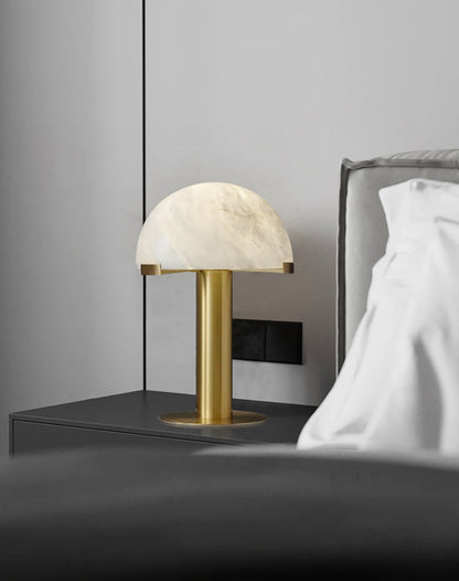 Alabaster Table Lamp | Organic Alabaster & Bronze | 30cm Diameter