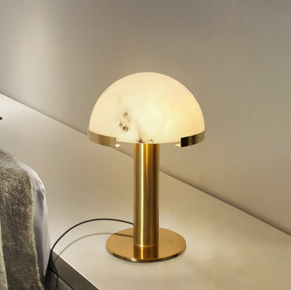 Alabaster Table Lamp | Organic Alabaster & Bronze | 30cm Diameter