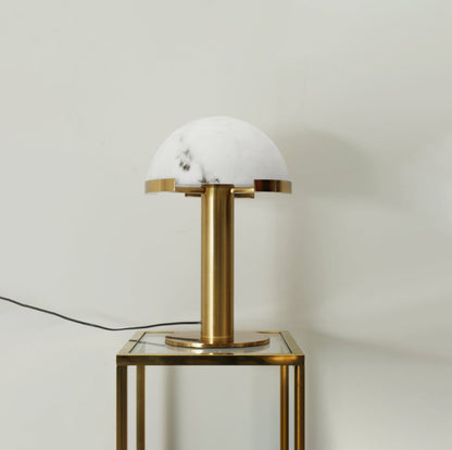 Alabaster Table Lamp | Organic Alabaster & Bronze | 30cm Diameter