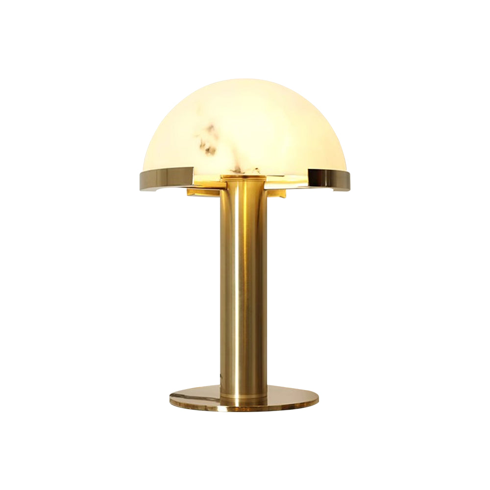 Alabaster Table Lamp | Organic Alabaster & Bronze | 30cm Diameter