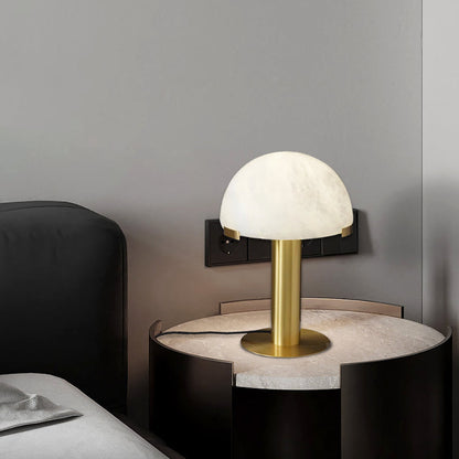 Alabaster Table Lamp | Organic Alabaster & Bronze | 30cm Diameter