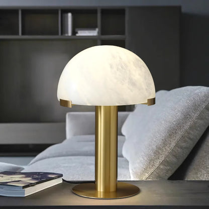 Alabaster Table Lamp | Organic Alabaster & Bronze | 30cm Diameter