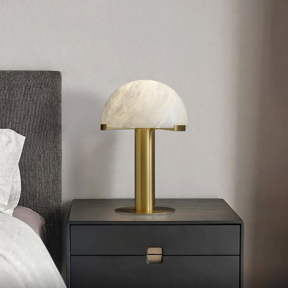 Alabaster Table Lamp | Organic Alabaster & Bronze | 30cm Diameter