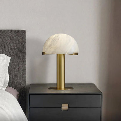 Alabaster Table Lamp | Organic Alabaster & Bronze | 30cm Diameter