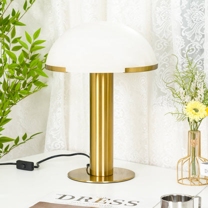 Alabaster Table Lamp | Organic Alabaster & Bronze | 30cm Diameter