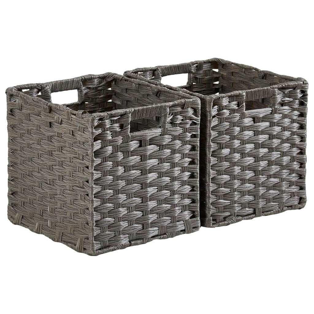 Wicker Storage Cube Boxes | Ash Grey Rattan Effect | Set of 2, 4, or 6