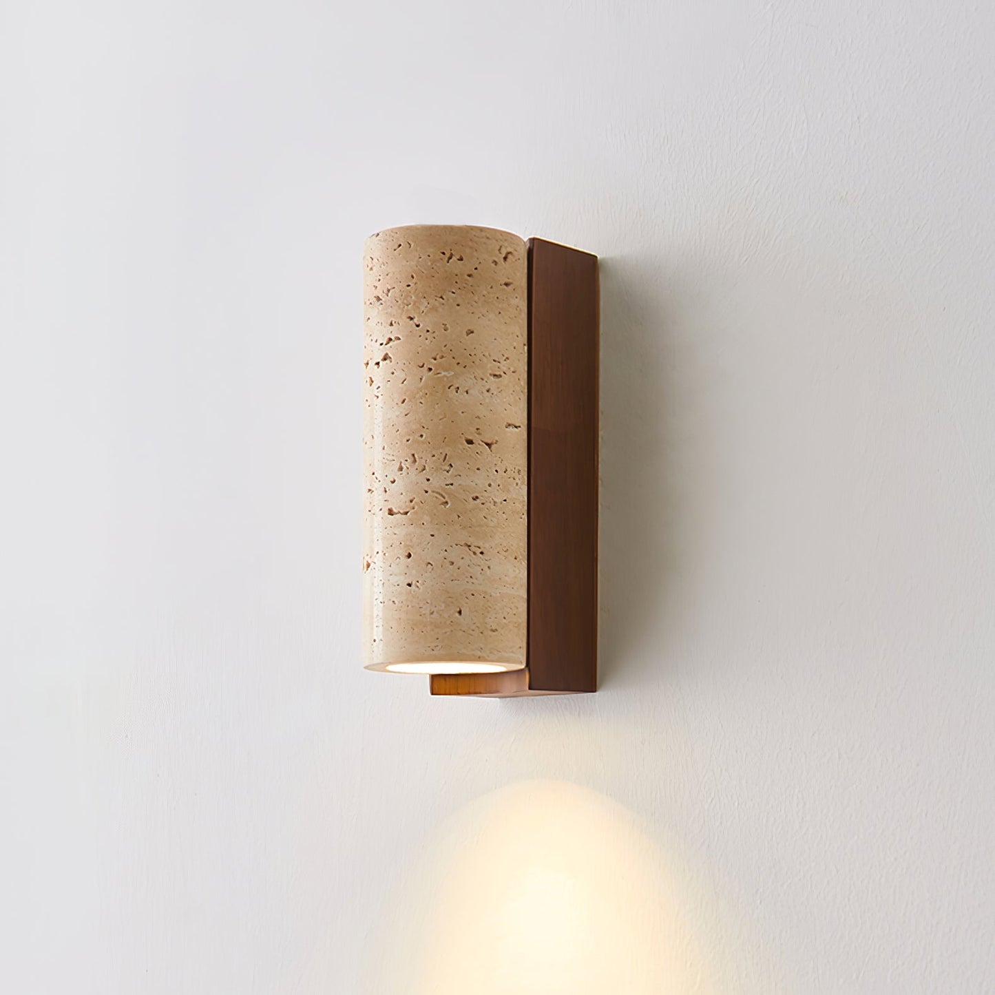 Elevate Wall Lamp | Travertine & Wood | Yellow Travertine