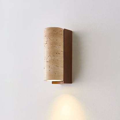 Elevate Wall Lamp | Travertine & Wood | Yellow Travertine