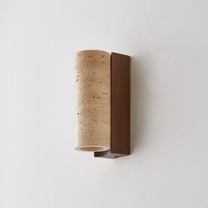 Elevate Wall Lamp | Travertine & Wood | Yellow Travertine