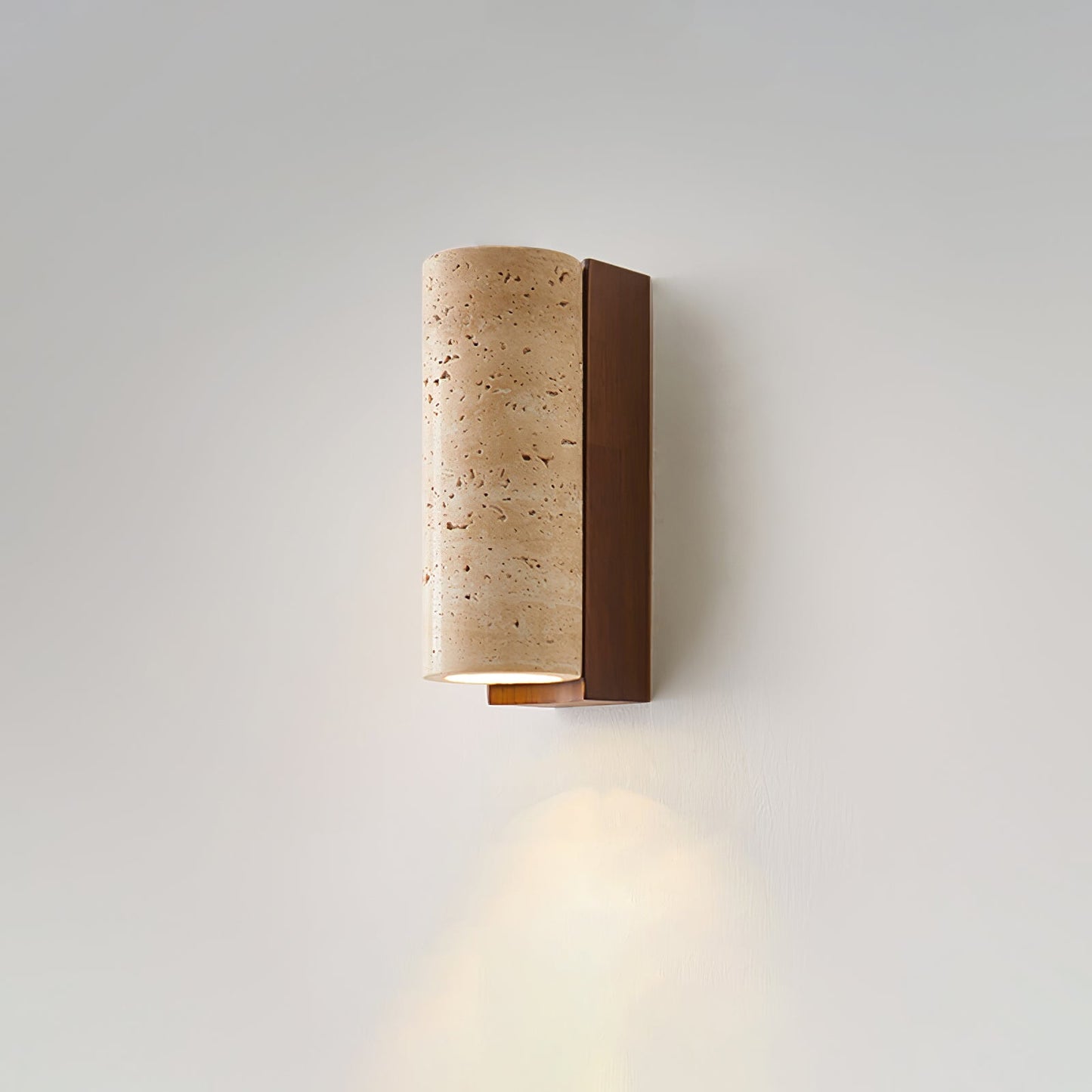 Elevate Wall Lamp | Travertine & Wood | Yellow Travertine