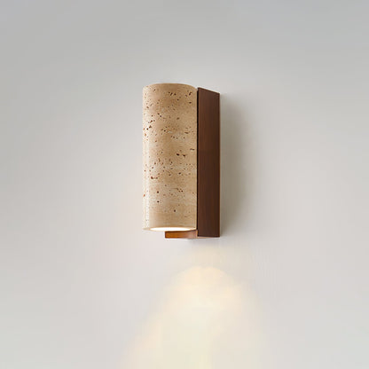Elevate Wall Lamp | Travertine & Wood | Yellow Travertine