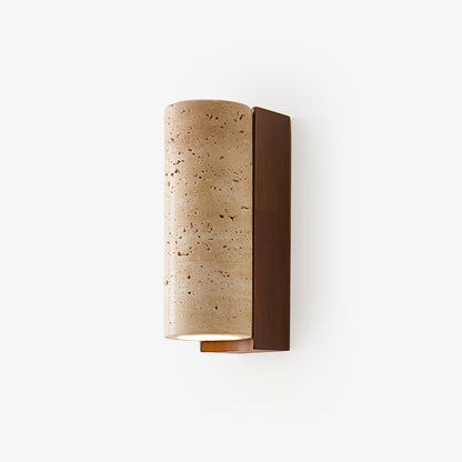 Elevate Wall Lamp | Travertine & Wood | Yellow Travertine