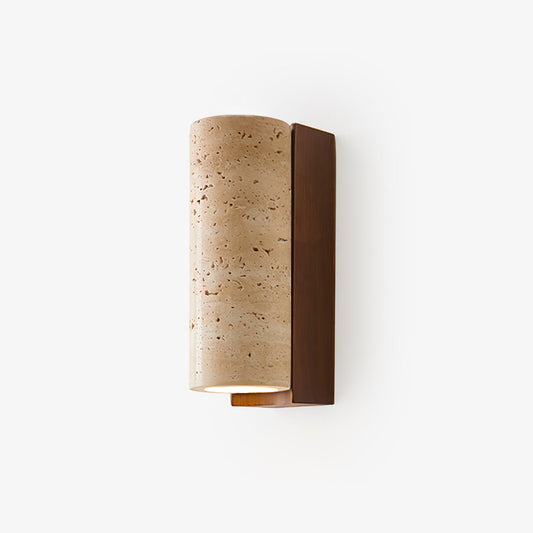 Elevate Wall Lamp | Travertine & Wood | Yellow Travertine