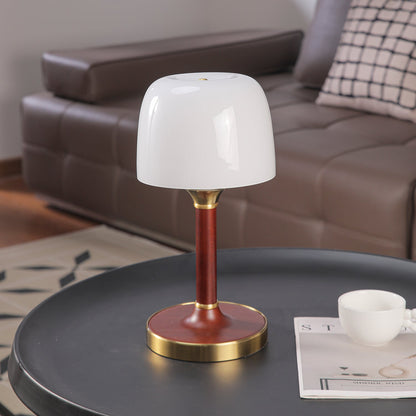 Elio Table Lamp | Amber Glass & Wood | Walnut Color