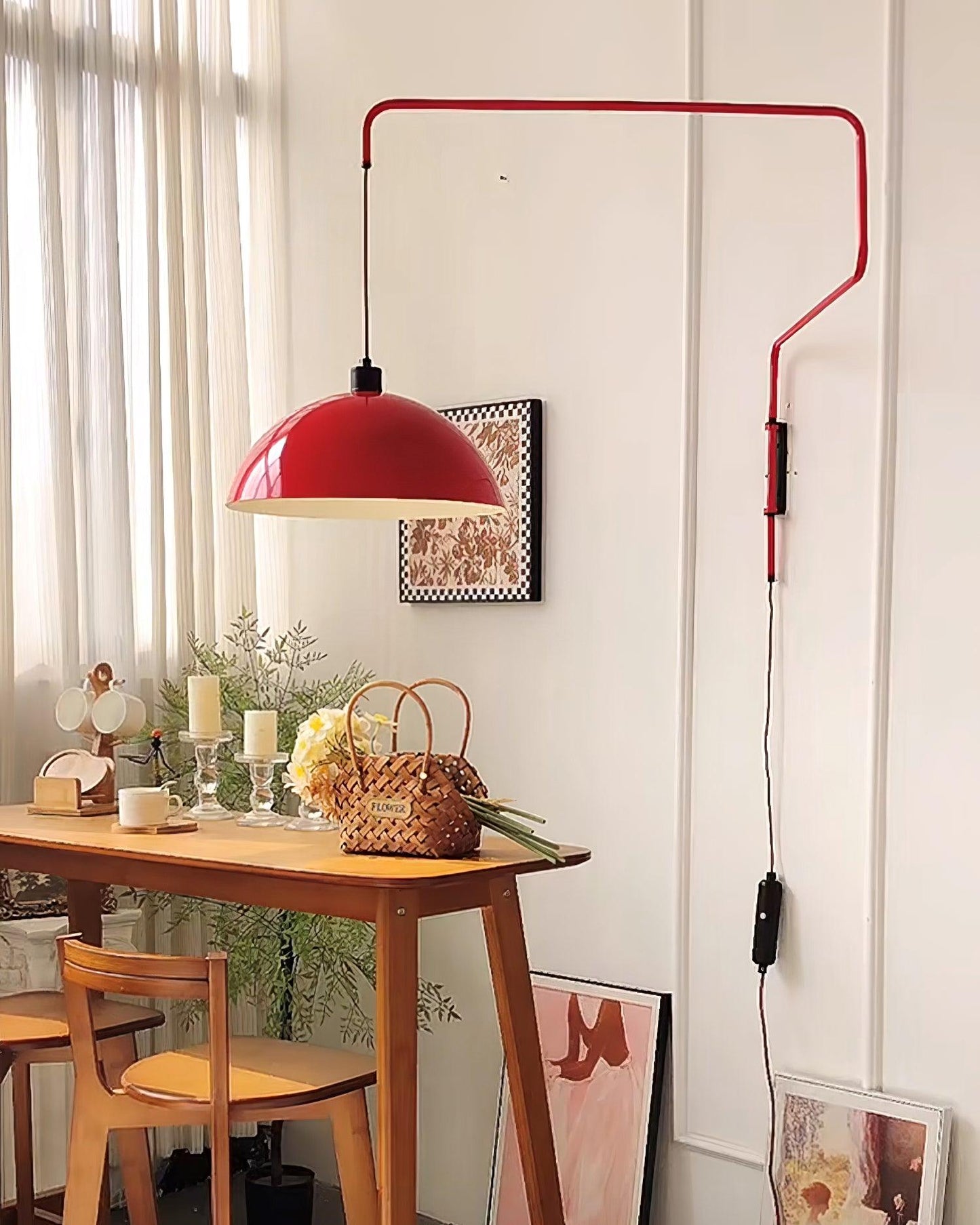 Wall Lamp | Adjustable Metal Shade | Red, White, Black