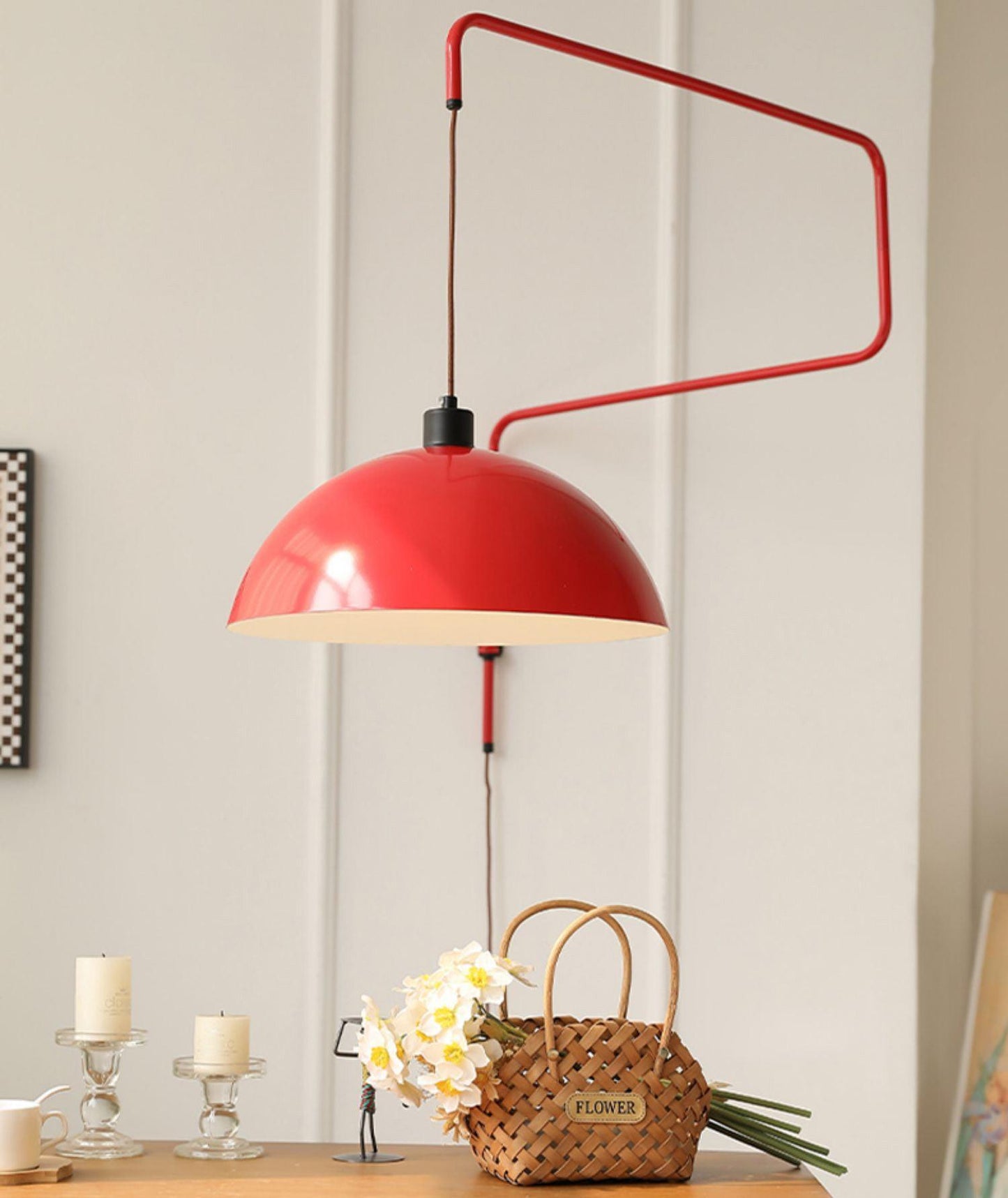 Wall Lamp | Adjustable Metal Shade | Red, White, Black