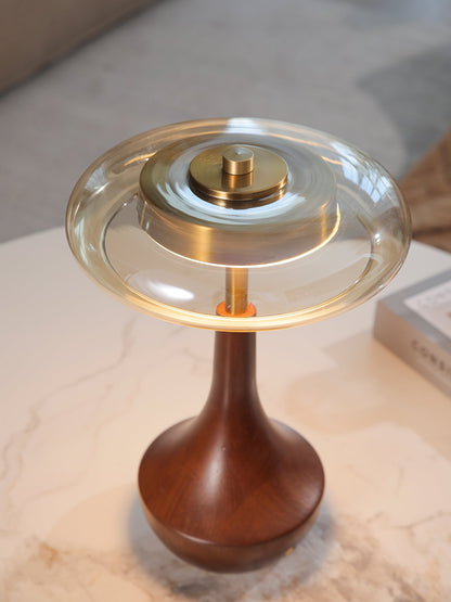 Elliot Table Lamp | Amber Glass Shade | Walnut Base