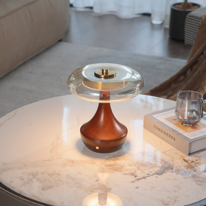 Elliot Table Lamp | Amber Glass Shade | Walnut Base