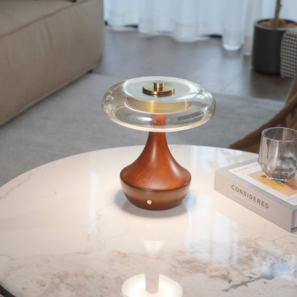 Elliot Table Lamp | Amber Glass Shade | Walnut Base
